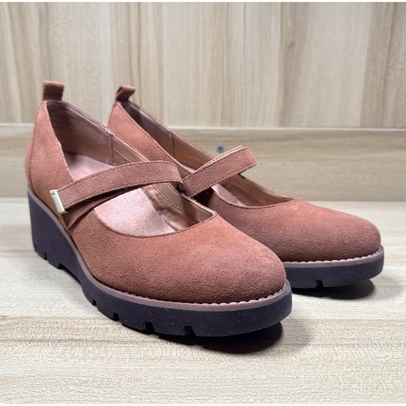 Vionic Shoes - Vionic Alma Mary Jane Shoes Suede Tan Brown Size 7 Wedge Arch Support Comfort